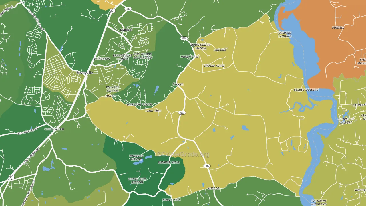 Croom, MD Map of Drug-Related Crime Rates