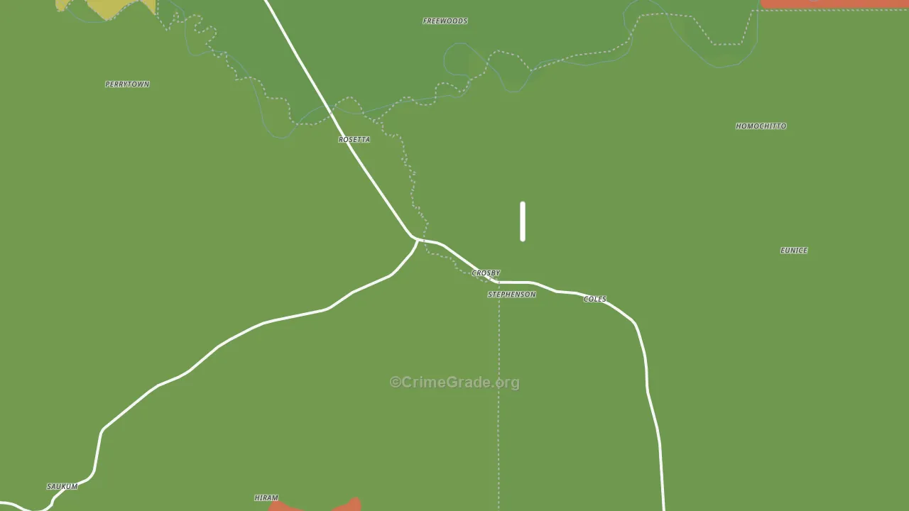 Crosby, MS Map of Drug-Related Crime Rates