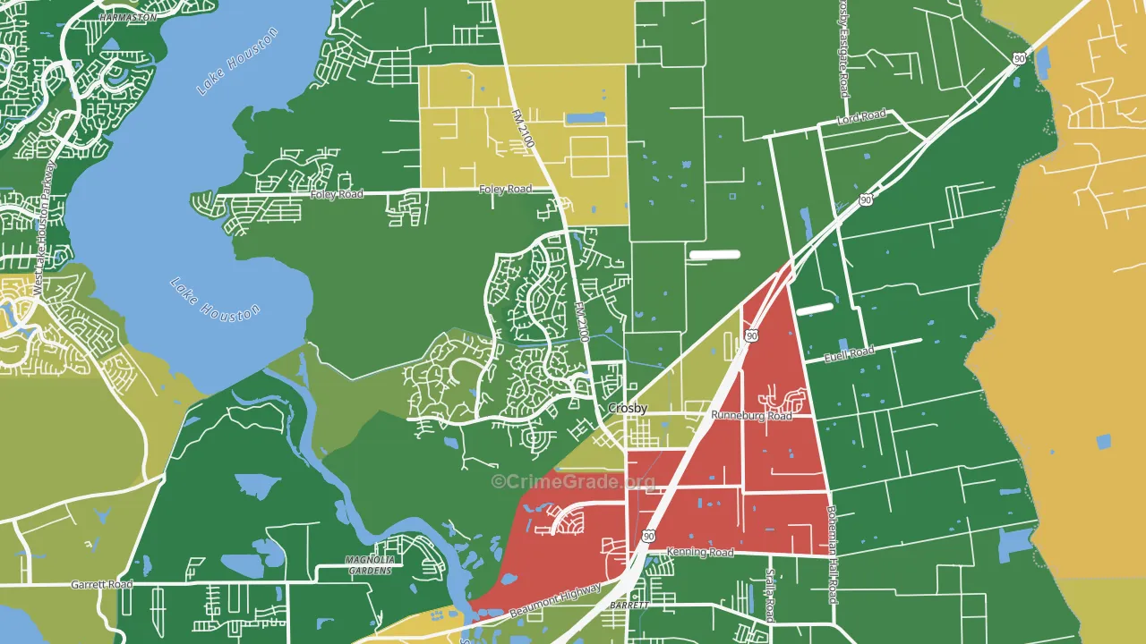 Crosby, TX Map of Drug-Related Crime Rates