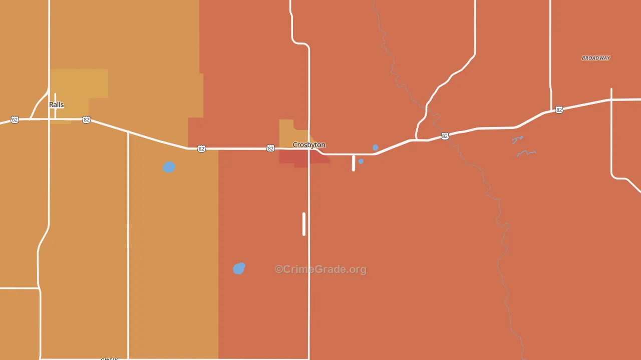 Crosbyton, TX Map of Drug-Related Crime Rates