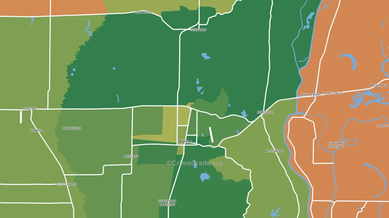 Cross County, AR Map of Drug-Related Crime Rates