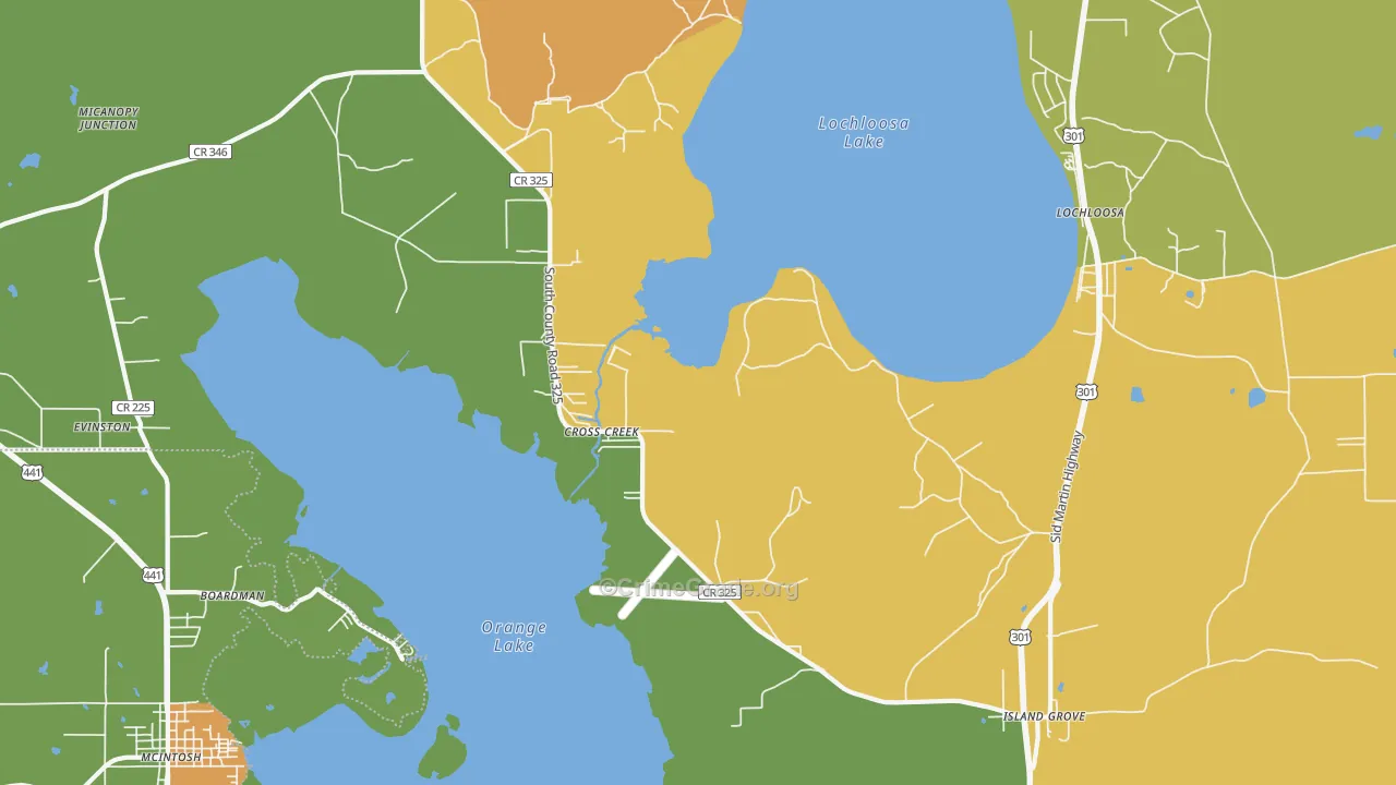 Cross Creek, FL Map of Drug-Related Crime Rates