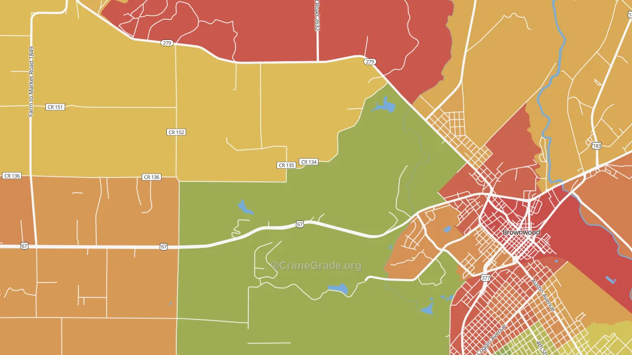 Cross Cut, TX Map of Drug-Related Crime Rates