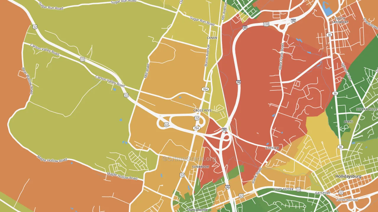 Cross Keys, PA Map of Drug-Related Crime Rates