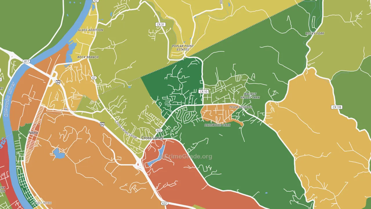 Cross Lanes, WV Map of Drug-Related Crime Rates
