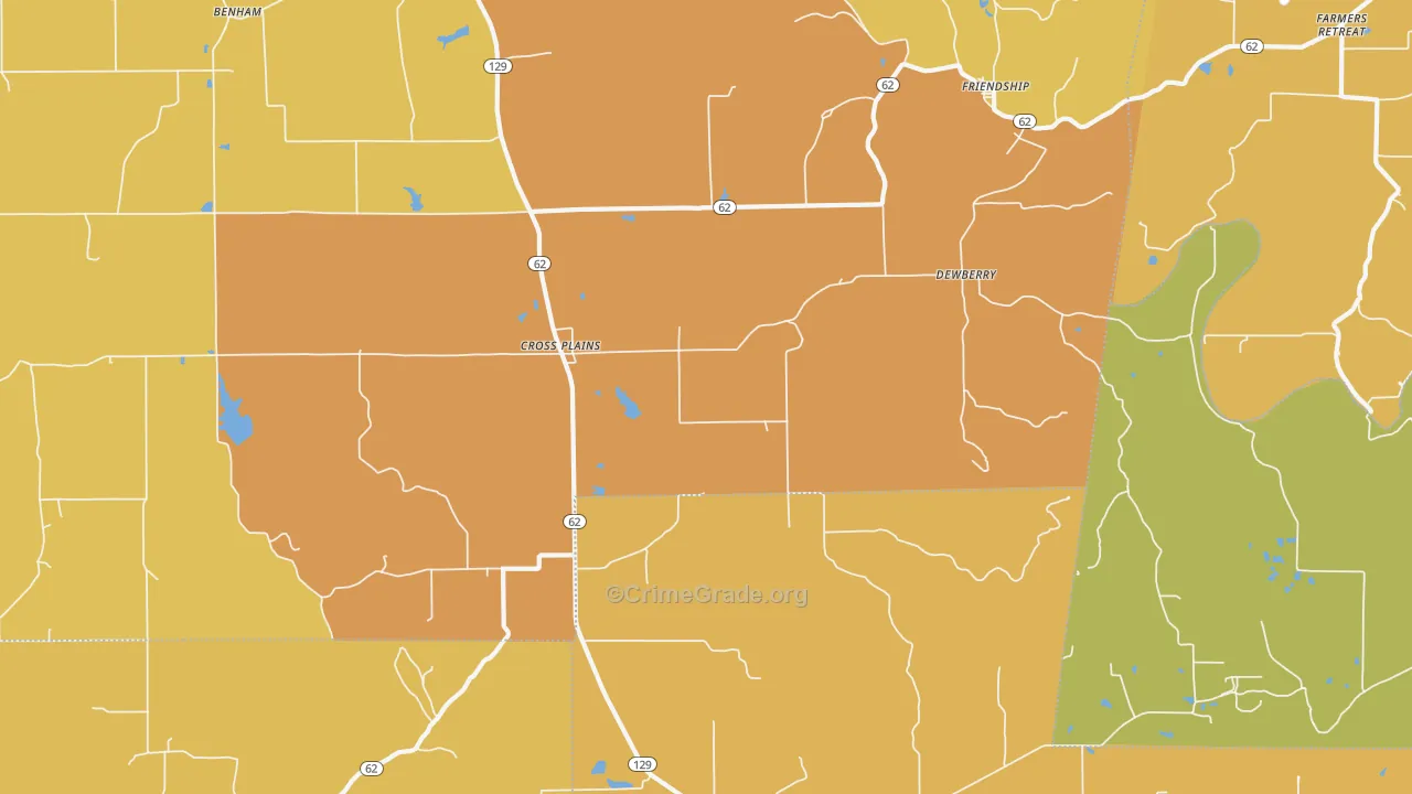 Cross Plains, IN Map of Drug-Related Crime Rates