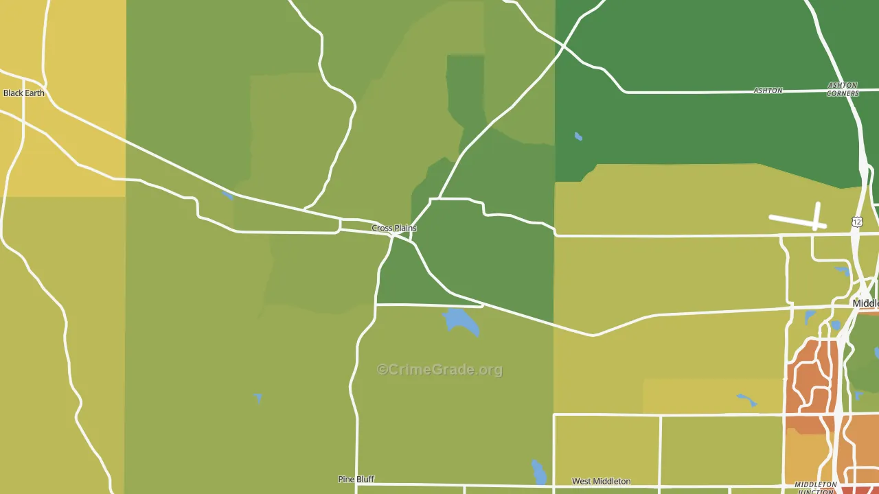 Cross Plains, WI Map of Drug-Related Crime Rates