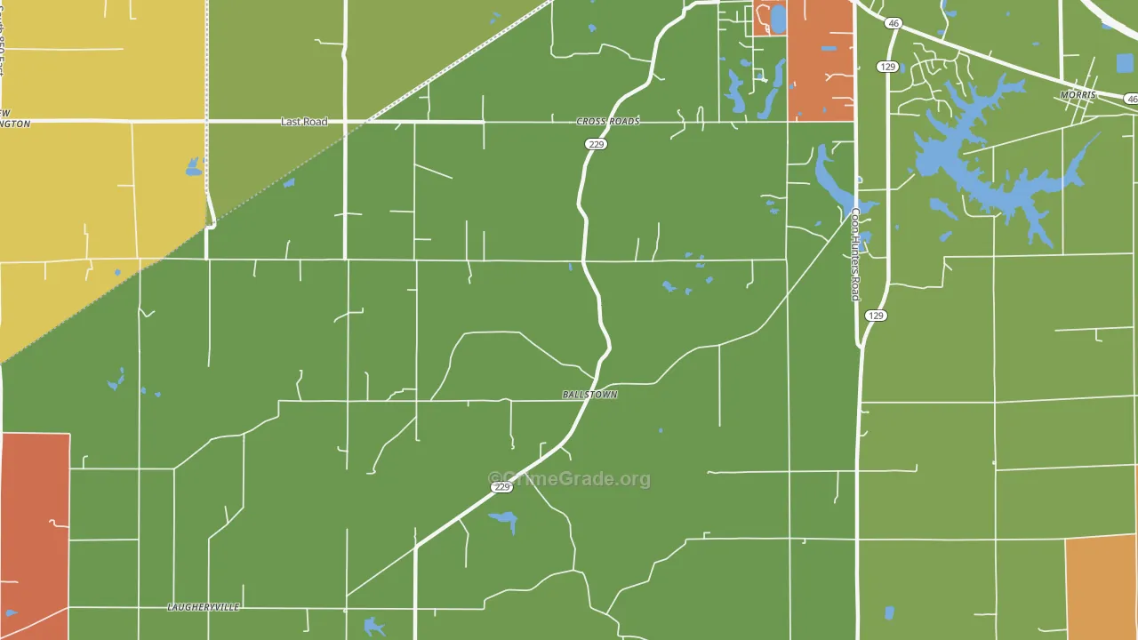 Cross Roads, IN Map of Drug-Related Crime Rates