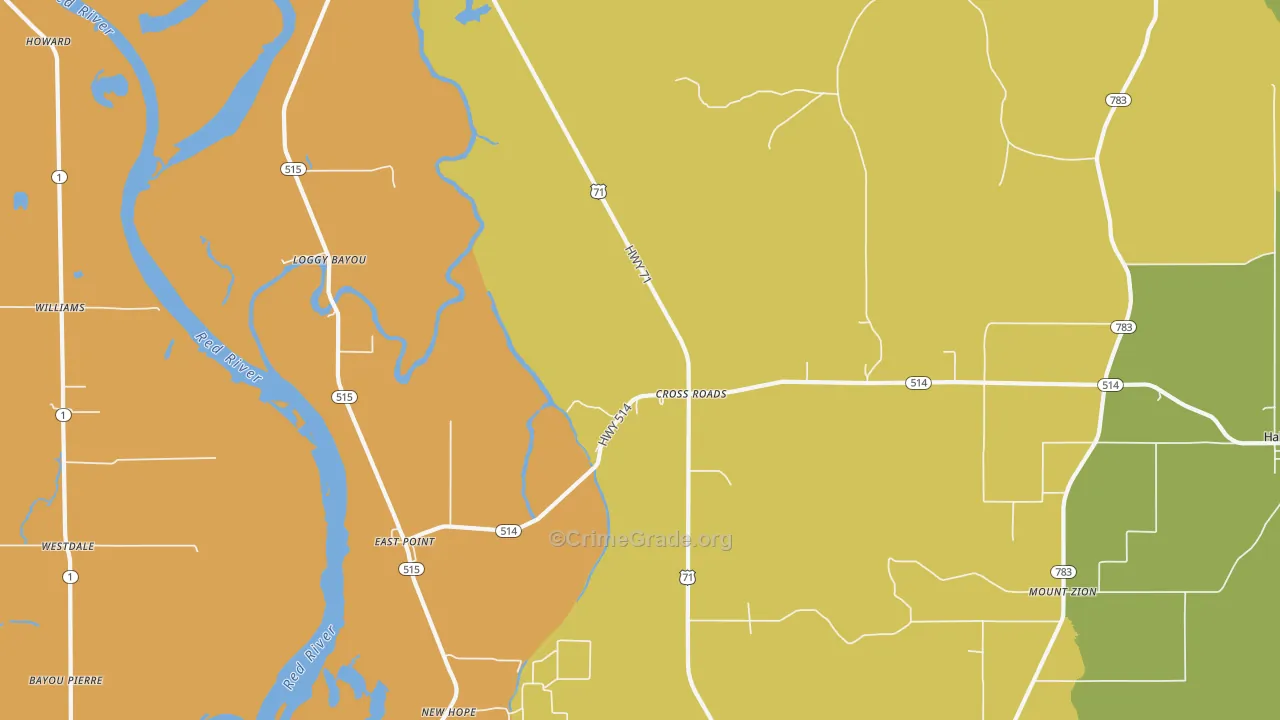 Cross Roads, LA Map of Drug-Related Crime Rates