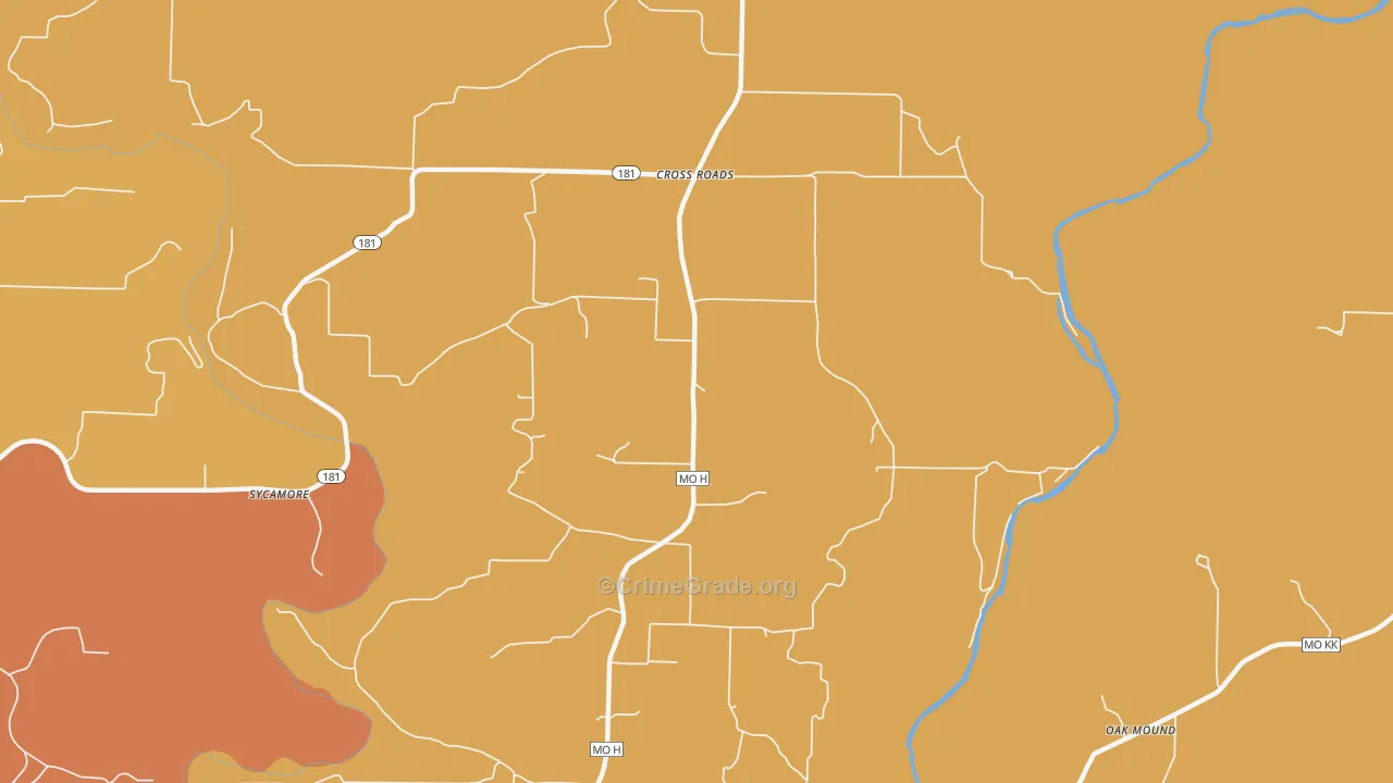 Cross Roads, MO Map of Drug-Related Crime Rates