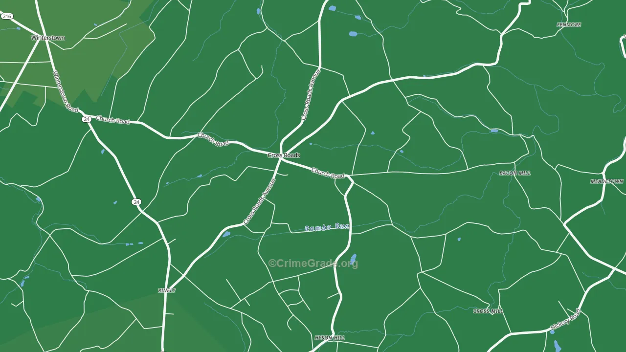 Cross Roads, PA Map of Drug-Related Crime Rates