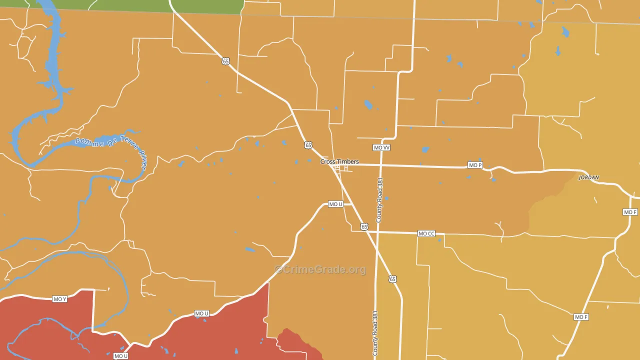 Cross Timbers, MO Map of Drug-Related Crime Rates