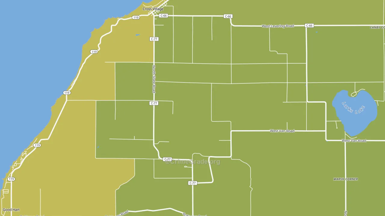 Cross Village, MI Map of Drug-Related Crime Rates