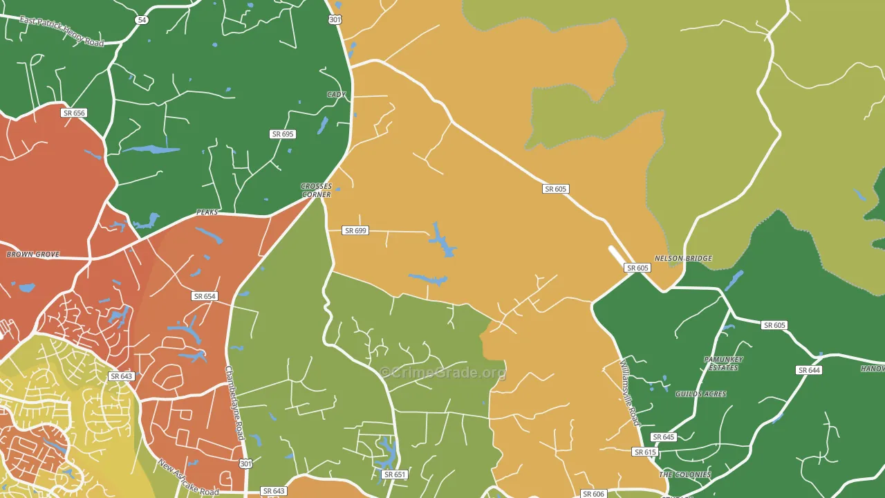 Crosses Corner, VA Map of Drug-Related Crime Rates