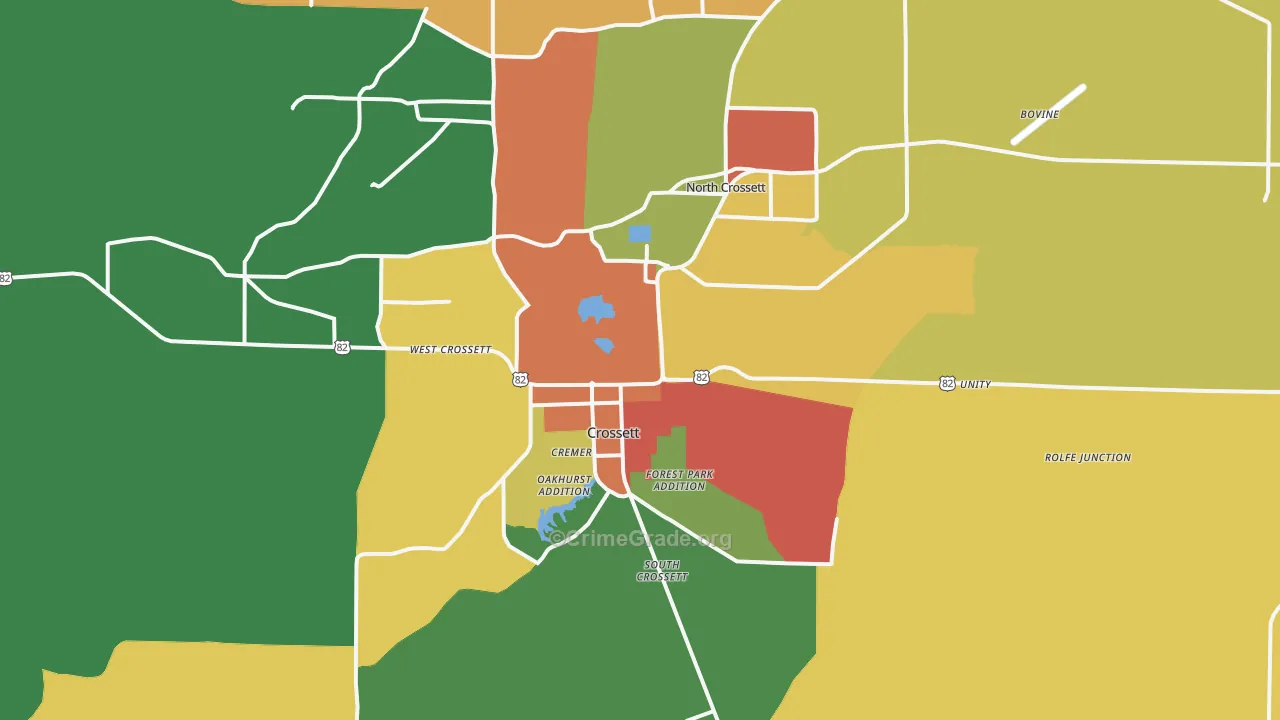 Crossett, AR Map of Drug-Related Crime Rates