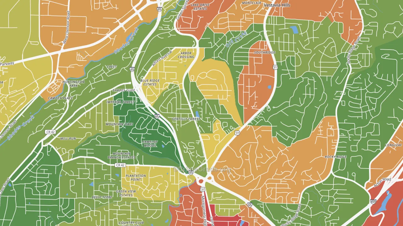 Crossgate, Vestavia Hills, AL Map of Drug-Related Crime Rates