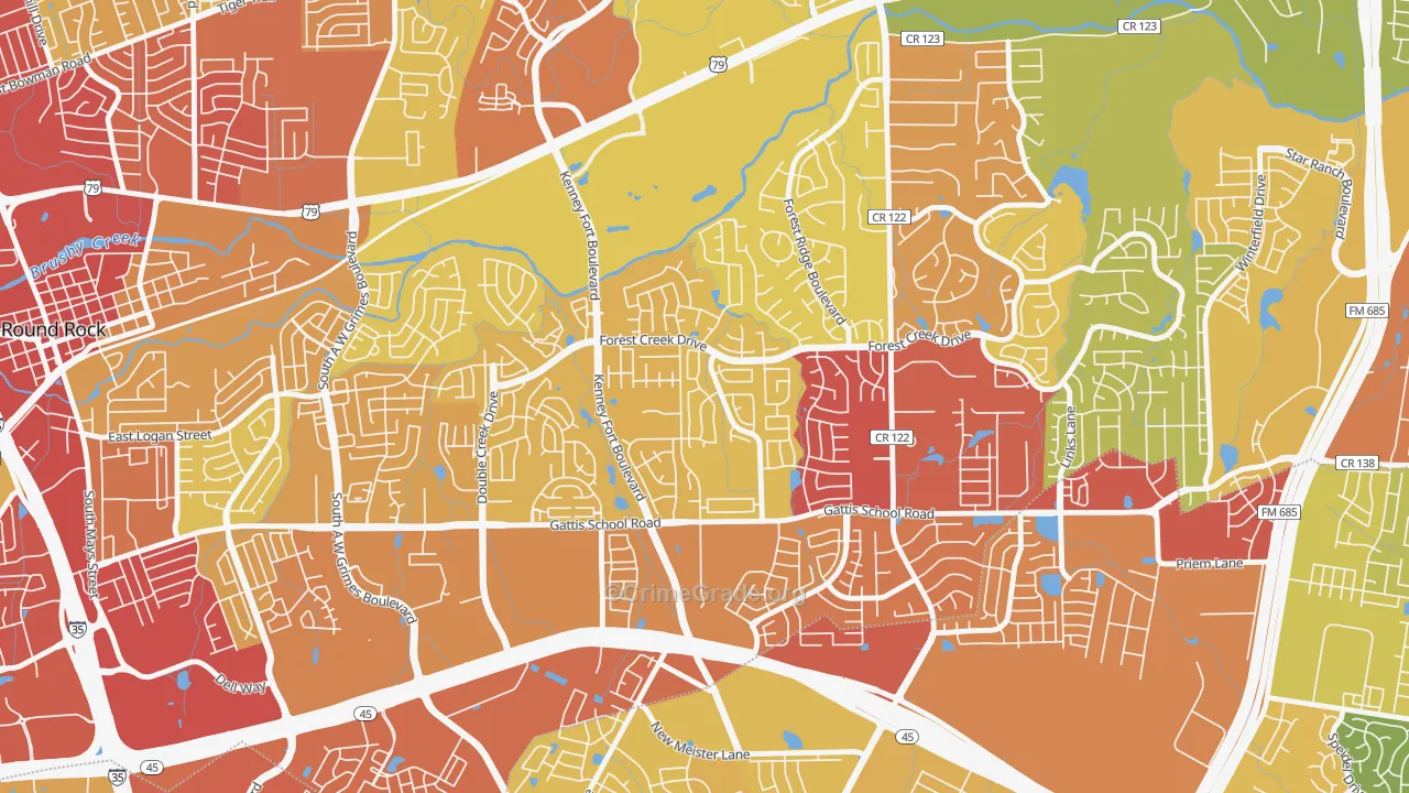 Crossley Crossing, Round Rock, TX Map of Drug-Related Crime Rates