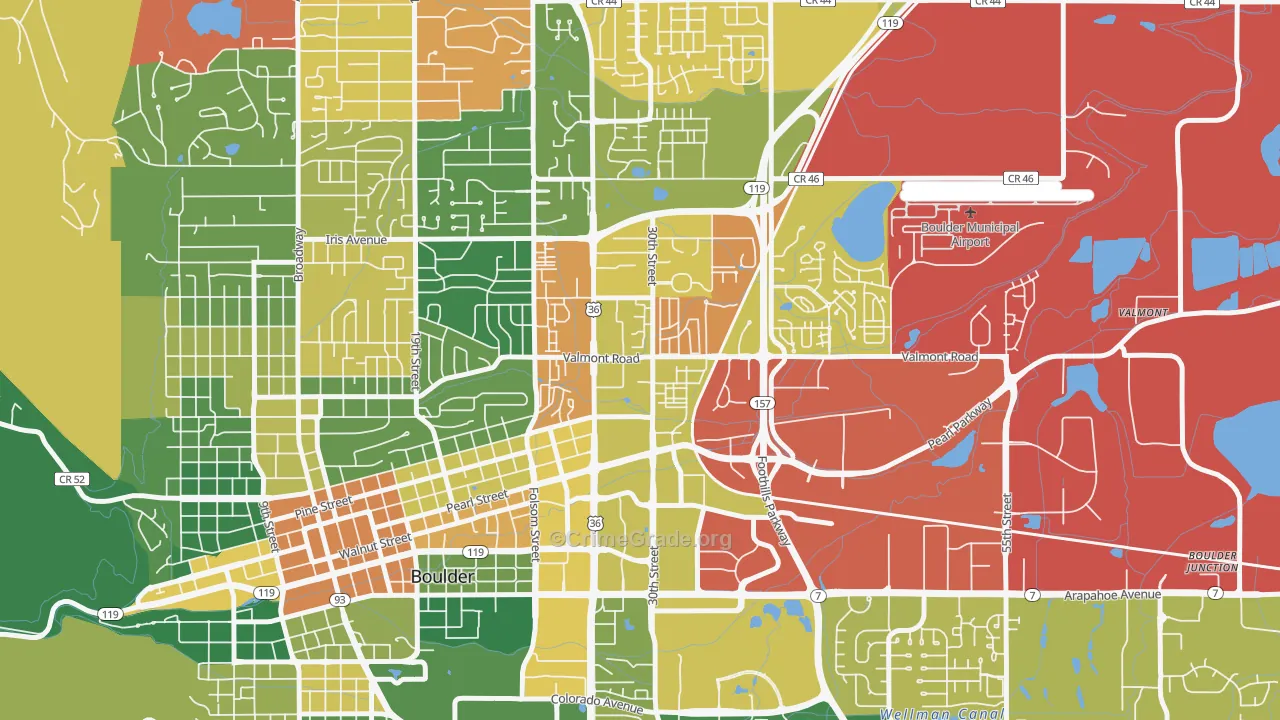 Crossroads, Boulder, CO Map of Drug-Related Crime Rates