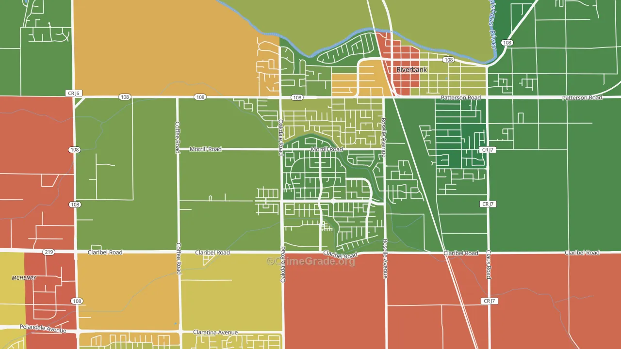 Crossroads-Riverbank, Riverbank, CA Map of Drug-Related Crime Rates