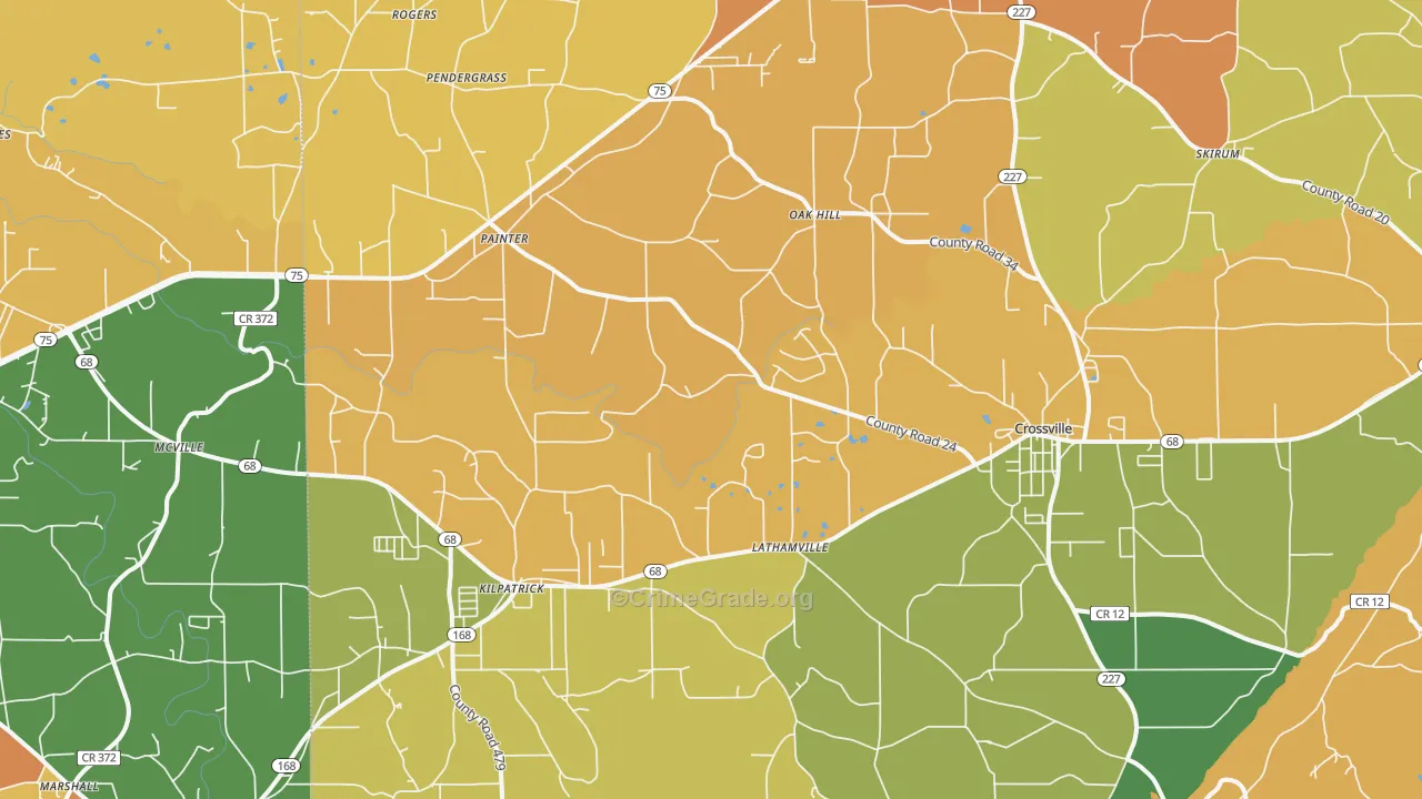 Crossville, AL Map of Drug-Related Crime Rates