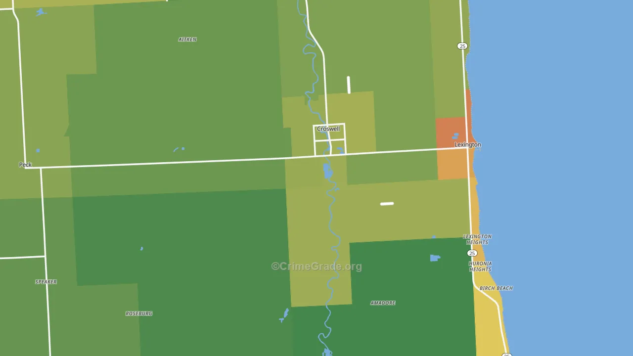 Croswell, MI Map of Drug-Related Crime Rates