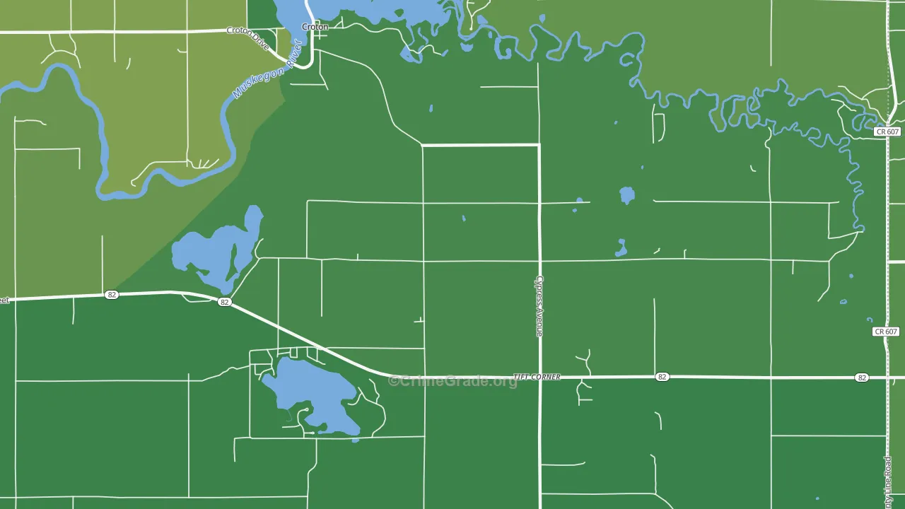 Croton, MI Map of Drug-Related Crime Rates