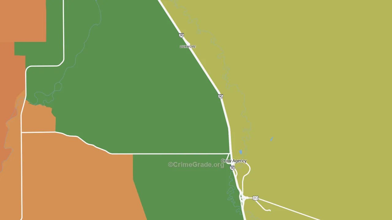 Crow Agency, MT Map of Drug-Related Crime Rates
