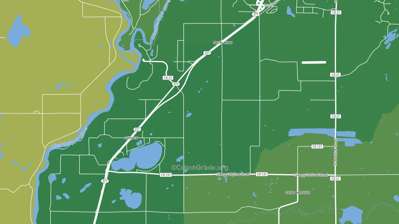 Crow Wing, MN Map of Drug-Related Crime Rates