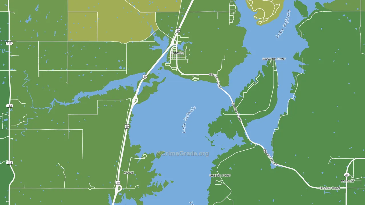Crowder, OK Map of Drug-Related Crime Rates