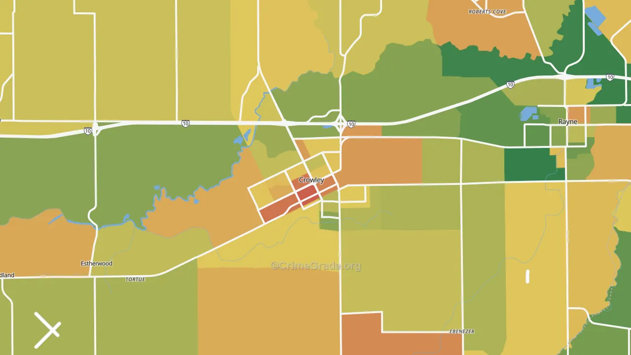 Crowley, LA Map of Drug-Related Crime Rates