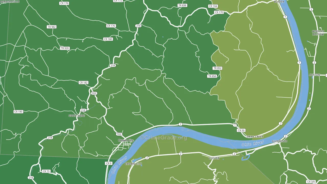 Crown City, OH Map of Drug-Related Crime Rates