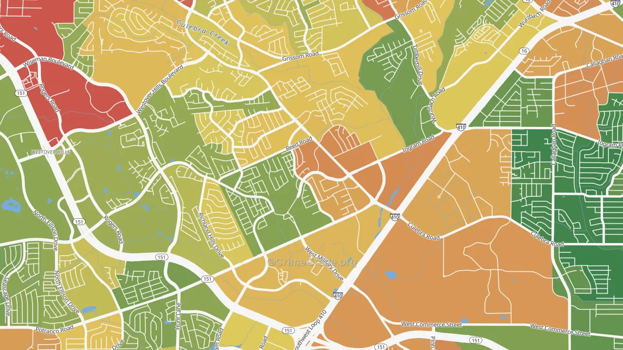 Crown Meadows, San Antonio, TX Map of Drug-Related Crime Rates