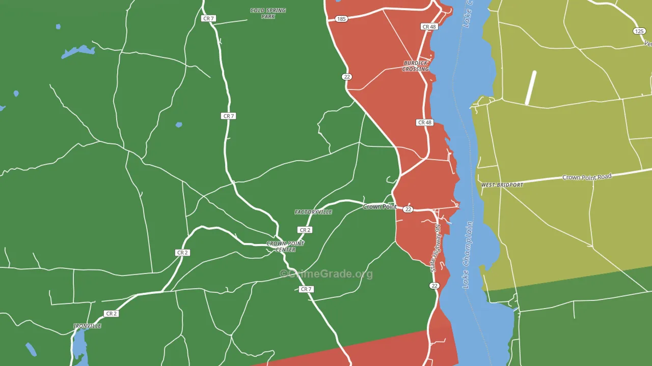 Crown Point, NY Map of Drug-Related Crime Rates