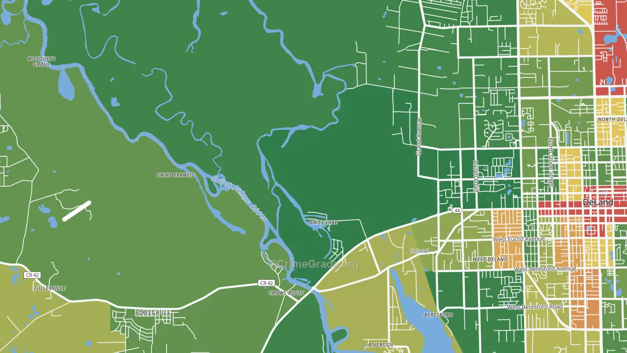 Crows Bluff, FL Map of Drug-Related Crime Rates