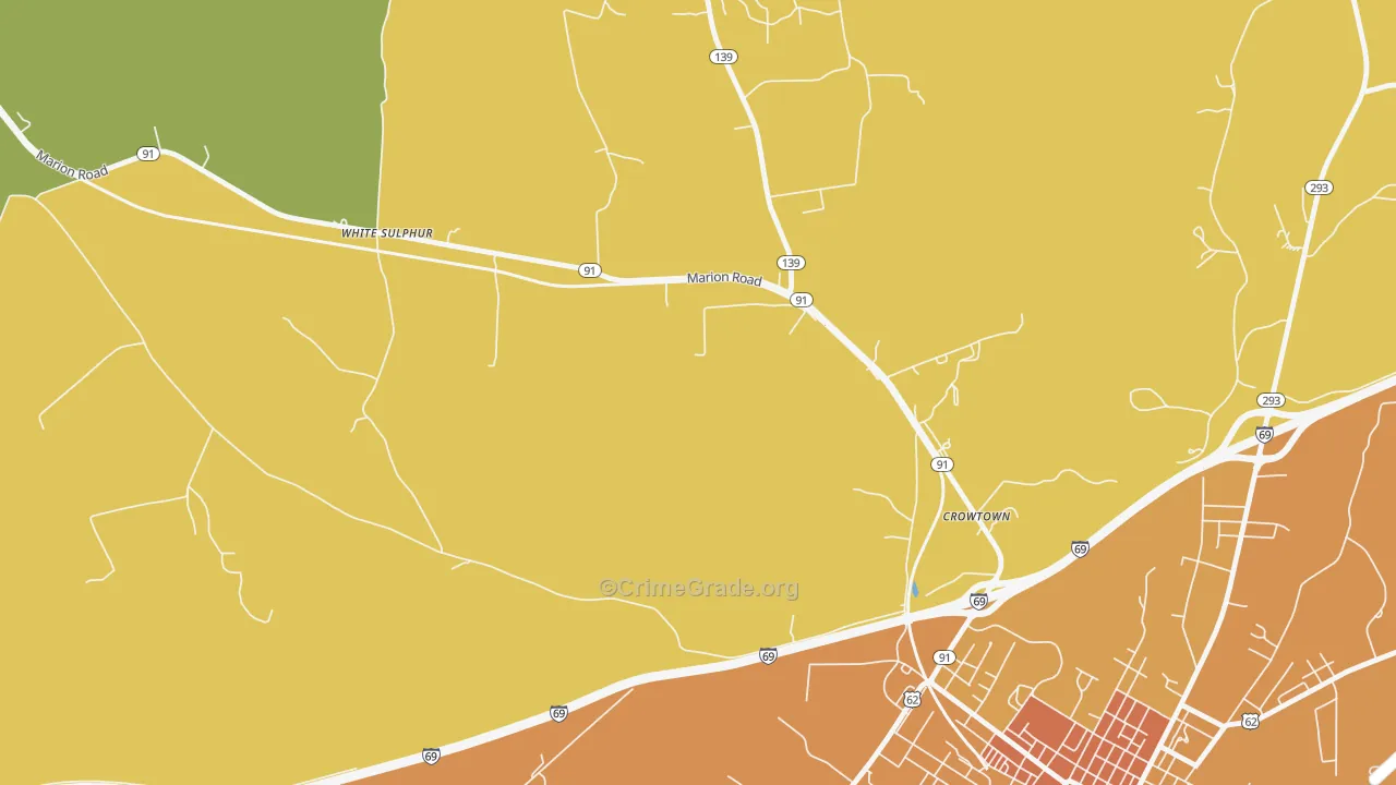 Crowtown, KY Map of Drug-Related Crime Rates