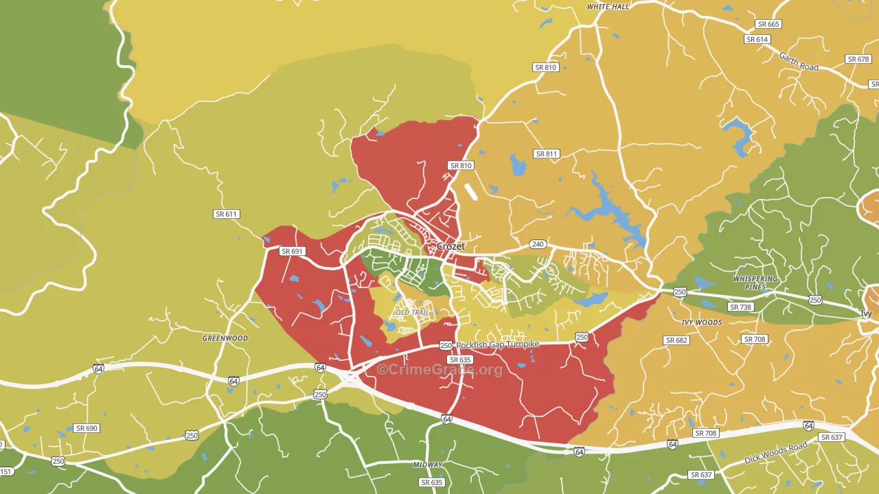 Crozet, VA Map of Drug-Related Crime Rates
