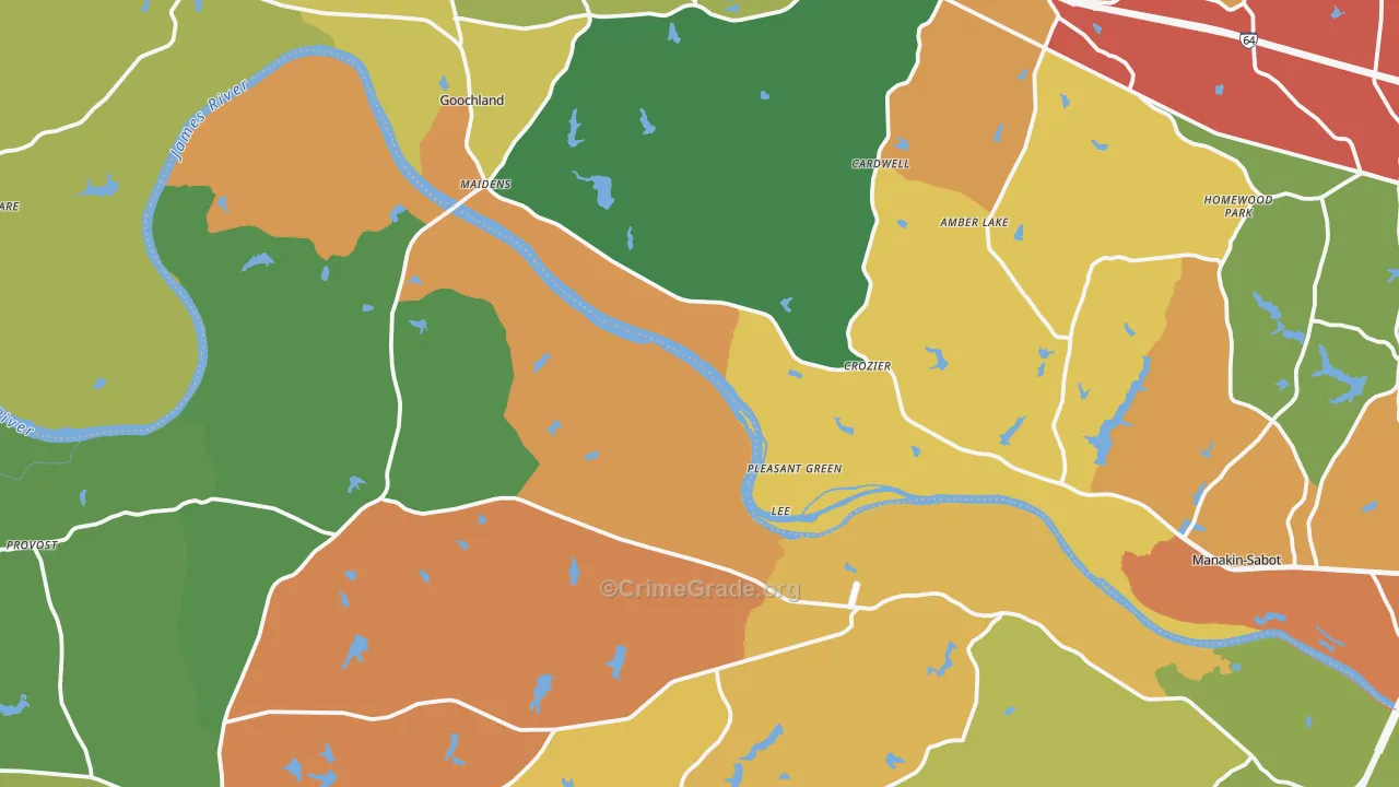 Crozier, VA Map of Drug-Related Crime Rates