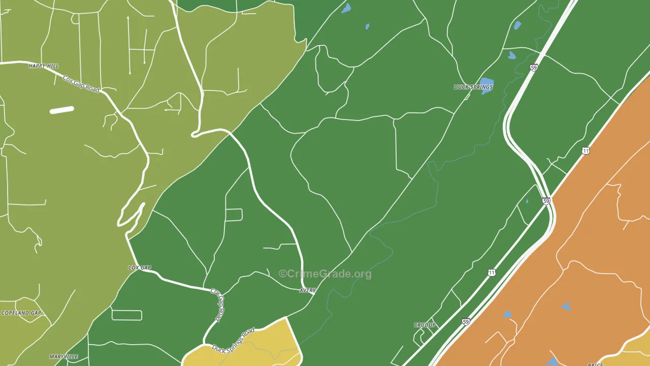 Crudup, AL Map of Drug-Related Crime Rates