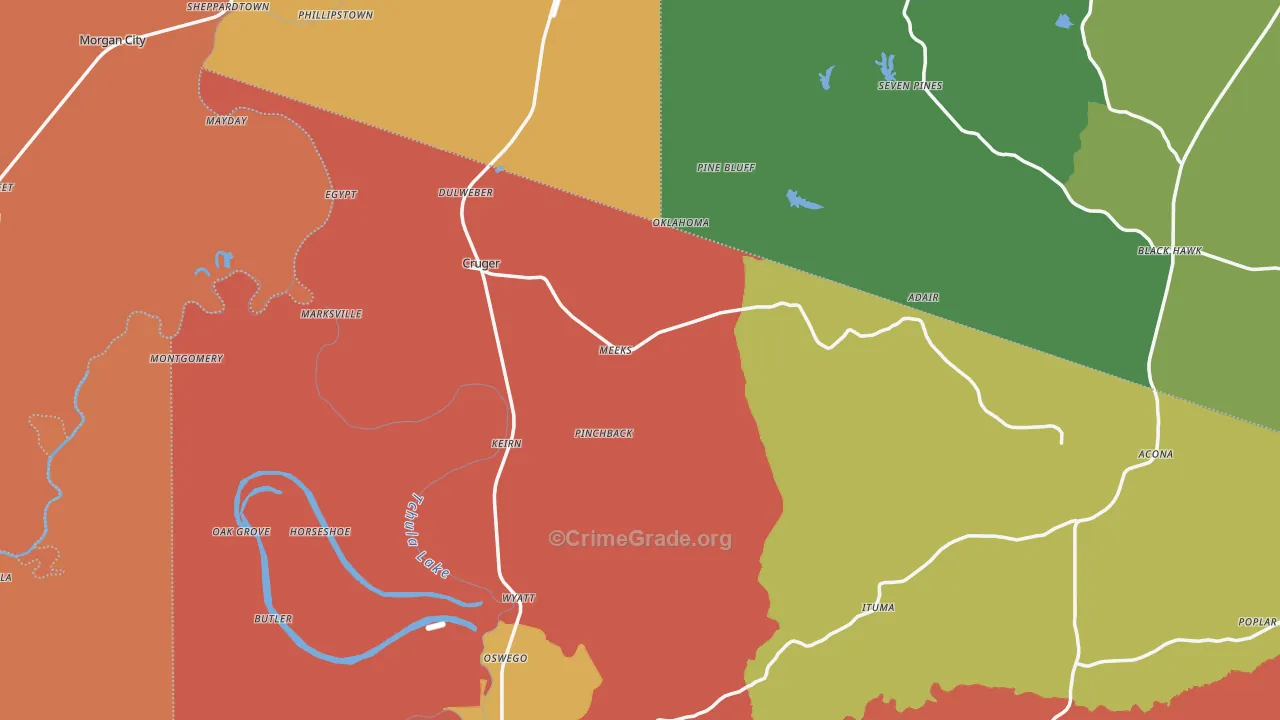 Cruger, MS Map of Drug-Related Crime Rates