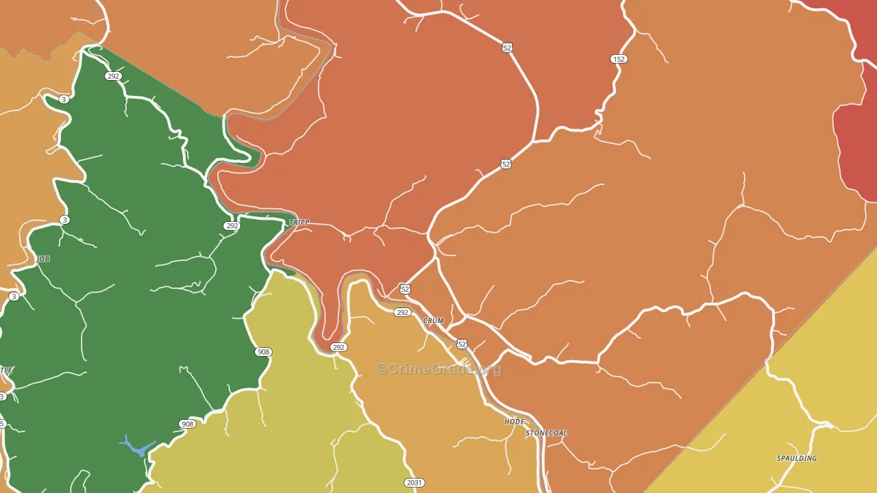 Crum, WV Map of Drug-Related Crime Rates