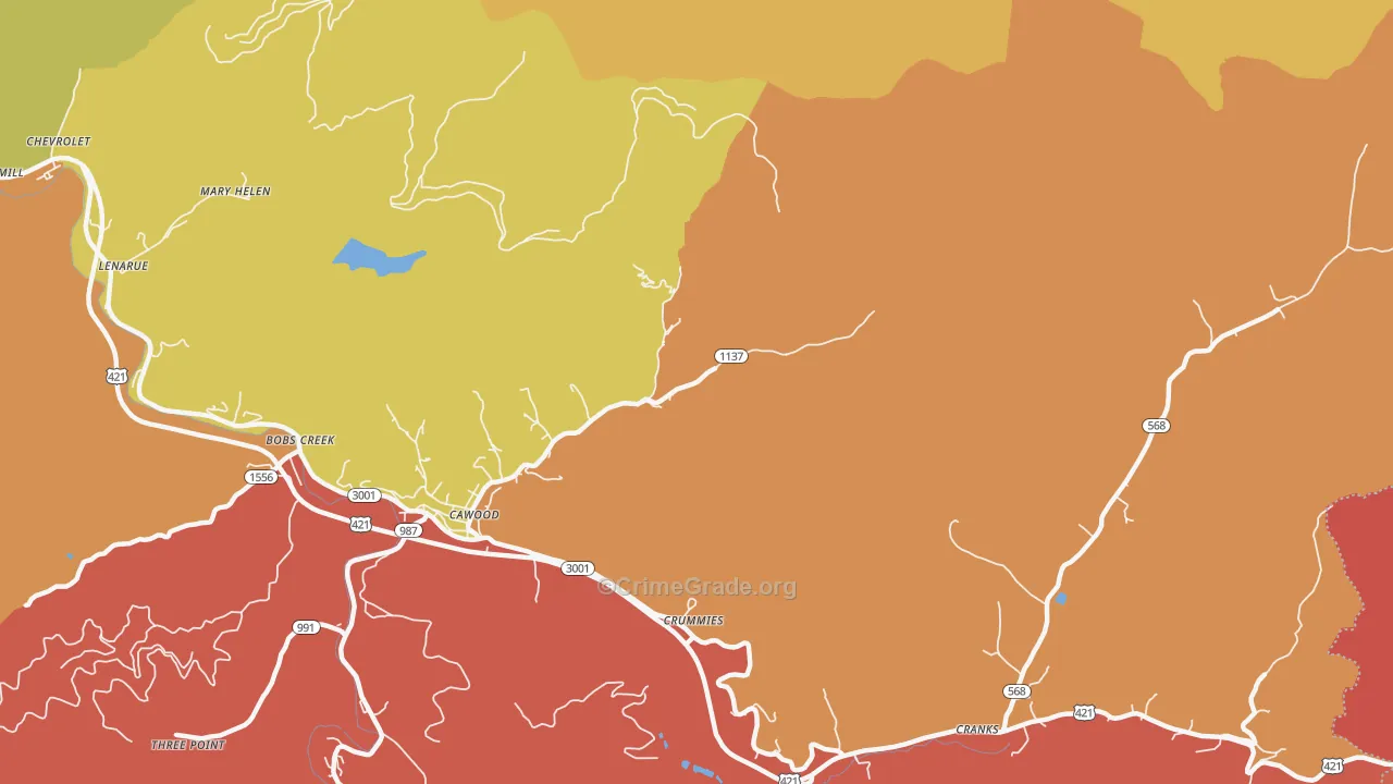 Crummies, KY Map of Drug-Related Crime Rates