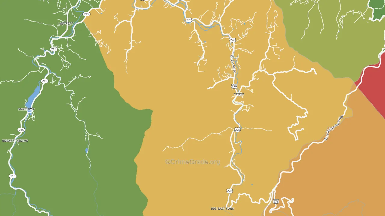 Cruso, NC Map of Drug-Related Crime Rates