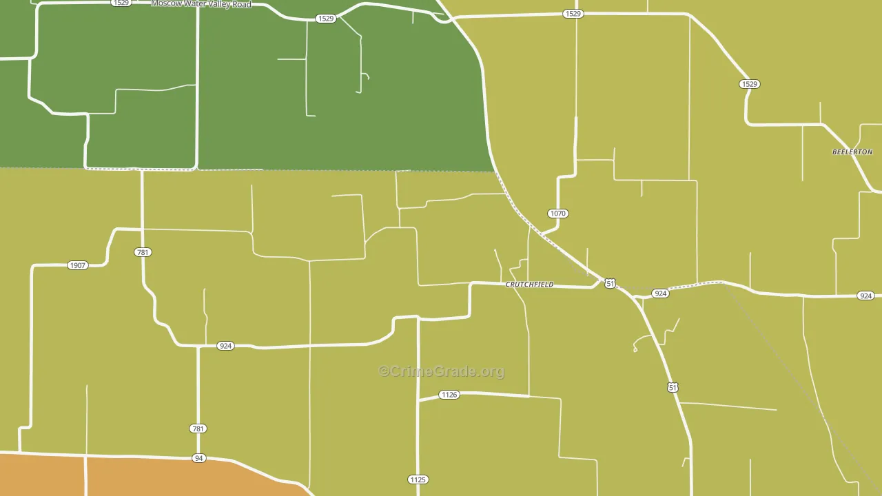 Crutchfield, KY Map of Drug-Related Crime Rates