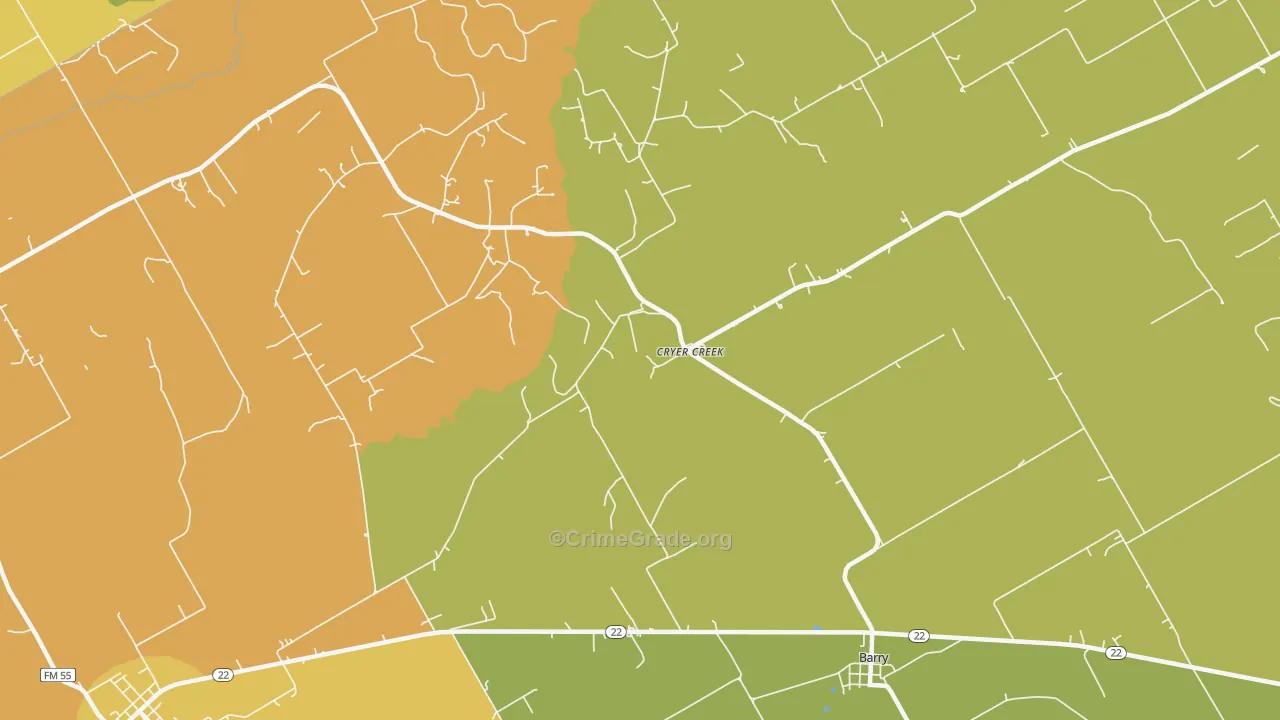 Cryer Creek, TX Map of Drug-Related Crime Rates