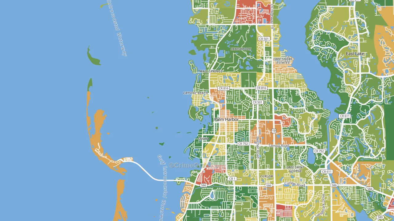 Crystal Beach, FL Map of Drug-Related Crime Rates