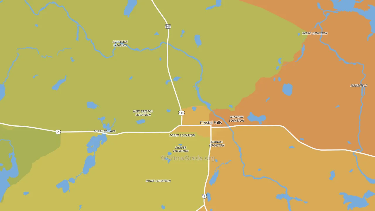 Crystal Falls, MI Map of Drug-Related Crime Rates