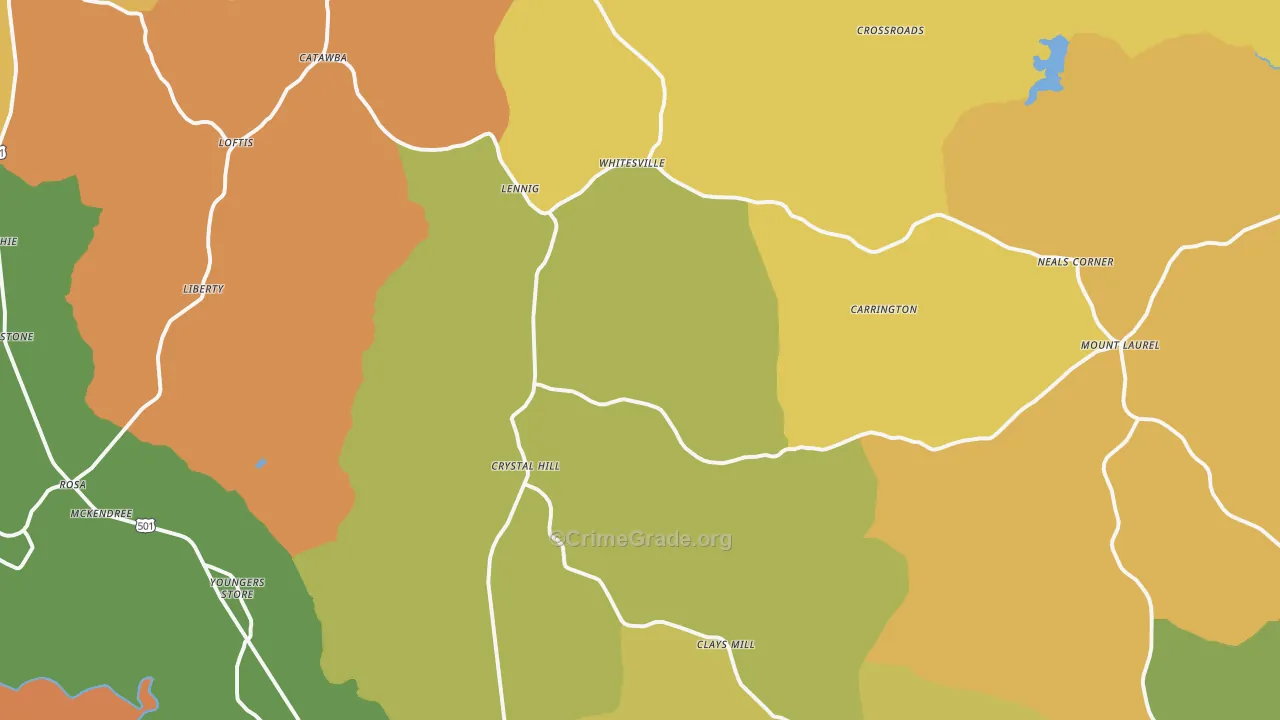 Crystal Hill, VA Map of Drug-Related Crime Rates