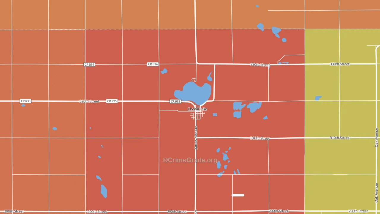 Crystal Lake, IA Map of Drug-Related Crime Rates