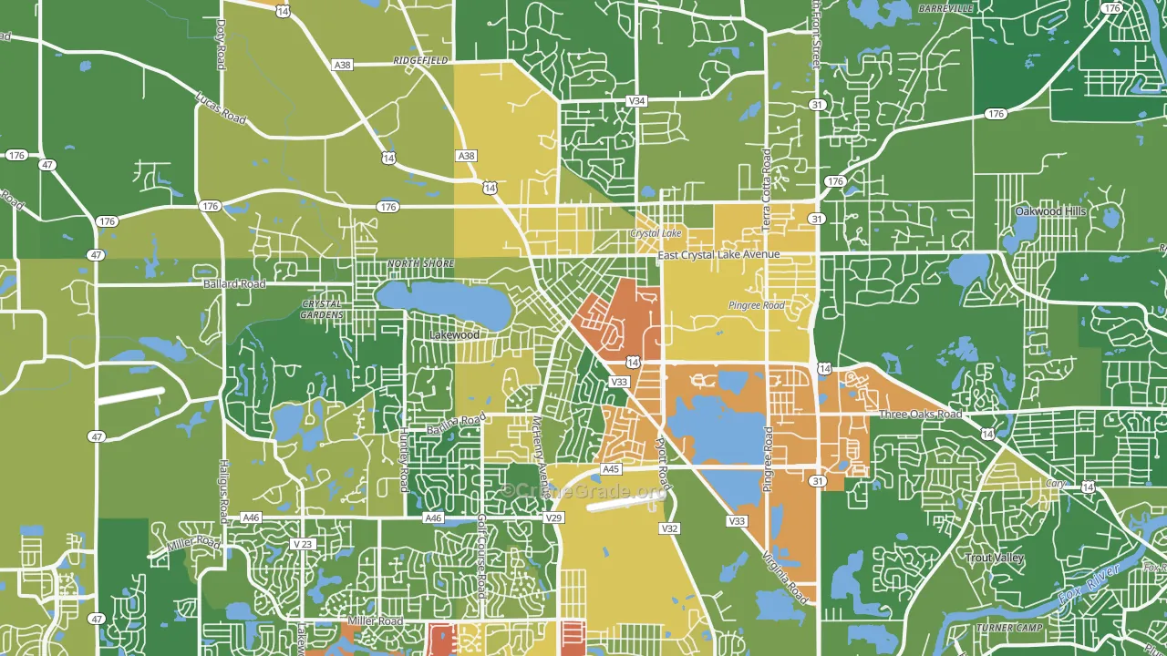 Crystal Lake, IL Map of Drug-Related Crime Rates