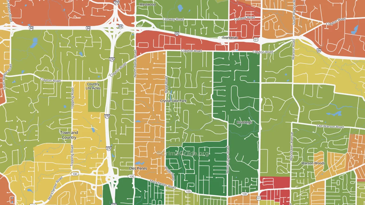 Crystal Lake Park, MO Map of Drug-Related Crime Rates